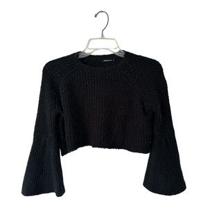 Olivaceous Black Cable Knit Cropped Sweater